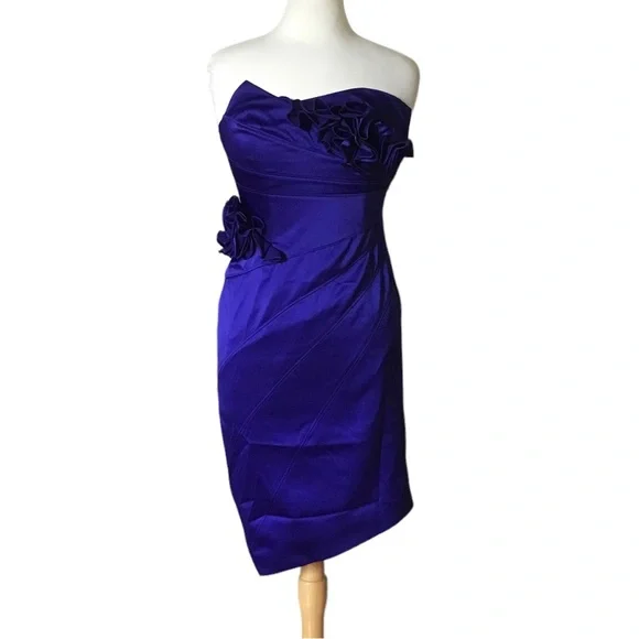 karen millen blue satin dress KRIS MARAN - Asymmetrical Leather Dress main image 1
